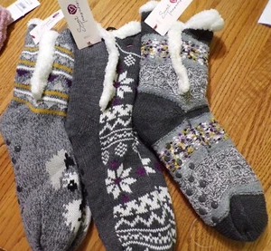 Colosales Zapatillas/Calcetines Zapatillas~Forrados Sherpa~Mujer Talla 4-10~NUEVOS con etiquetas - Imagen 1 de 4