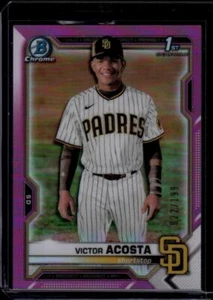 2021 Bowman Chrome Prospects Refractor Fuchsia #BCP-151 Victor Acosta 22/199 - Picture 1 of 2