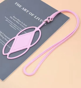 Universal Cell Phone Lanyard Holder Pink Silicone Cell Phone Walking Neck New - Picture 1 of 13
