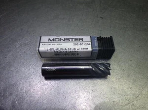 Monster 1/2" 6 Flute Carbide CR Stub Schaftfräser 1/2" Schaft 0,03" R 292-201204 (LOC39 - Bild 1 von 4