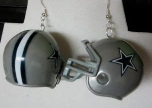 BIG UNIQUE Dallas Cowboy Earrings 925 NFL Football Helmet USA NORA'S - Picture 1 of 10