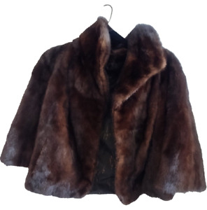 Brown Mink Fur Coat Vintage Small Petite Size Winter Fall