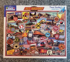Rarität White Mountain ALL BOARD 1000 Teile Puzzle Eisenbahn Logos KOMPLETT - Bild 1 von 6
