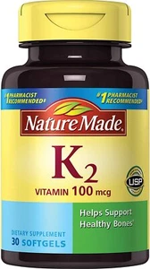 Nature Made Vitamin K2 for Bone Health Dietary Supplement 100 mcg Softgels 30 Ct - Picture 1 of 7