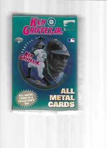 KEN GRIFFEY JR. 1998 METALLIC IMPRESSIONS SET OF 5 ALL METAL CARDS & TIN - Picture 1 of 2