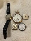 5 vintage watches Waltham, Illinois, Cyma, Benrus &Wadsworth for repair/parts