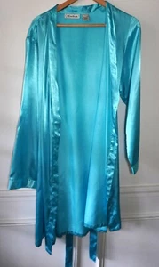 BRIGHT BLUE SATIN ROBE WITH BELT (SIZE L) - Picture 1 of 5