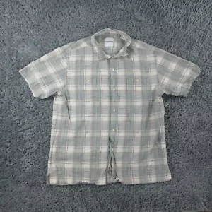 Tommy Bahama Shirt Mens Large Beige Blue Black Geometric Silk Blend Short Sleeve - Picture 1 of 11