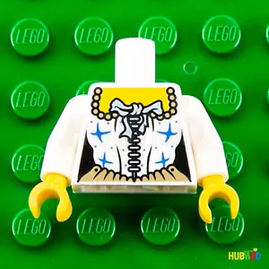 LEGO White Femmina MINIFIG TORSO - Matrimonio Sposa Regina Superiore con Fiocco Principessa Blu - Foto 1 di 3
