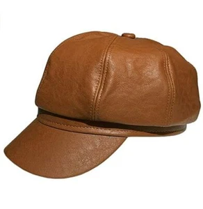 Artist Vintage Newsboy Cabbie Peaked Beret Cap Leather Baker Boy Visor Hat Cap - Picture 1 of 8