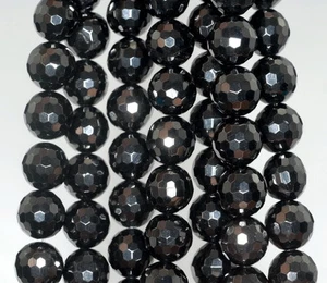 10 mm CUENTAS SUELTAS REDONDAS MICRO FACETADAS JET NEGRAS 16 pulgadas - Imagen 1 de 5