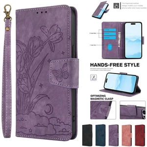 Custodia per iPhone 16/15/14/13/12/11 Pro Max portafoglio in pelle supporto carte cover - Foto 1 di 42