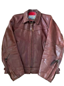 AERO LEATHER size 38 Horse Leather Jacket Reddish Brown - Picture 1 of 9