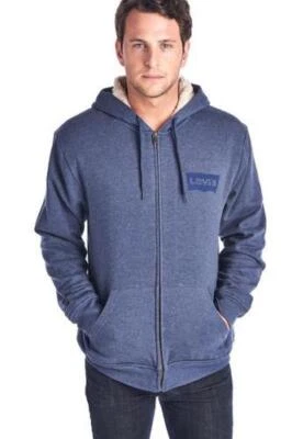 Levi's Men's Premium Sherpa Classic Cotton Hoodie Jacket Sweater Blue - Image 1 of 4