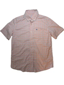 Southern Tide Boys Intercoastal Plaid Button Down Size L Performance Peach Shirt - Picture 1 of 4