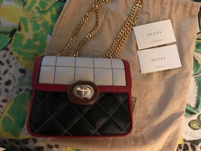 NEW GUCCI DECO MINI SHOULDER BAG QUILTED MATELASSE LEATHER GOLD CHAIN $3390 - Image 1 of 4