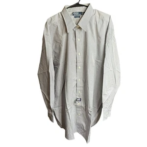  Vtg 90s Y2K Polo By Ralph Lauren Men's Button Up Shirt Gray Striped 19 34/35  - Picture 1 of 8