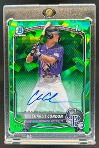 2025 Bowman Zaffiro Charlie Condon Cromo Auto Verde Rifrattore 1° #12/99 - Foto 1 di 2