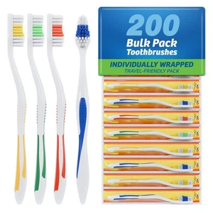 200 Pack Toothbrush Standard Classic Medium Soft Toothbrush Bulk Individually... - Picture 1 of 7