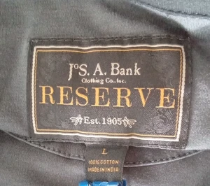 Jos A Bank Reserve Shirt LARGE Charcoal Gray Long Sl Button Lightweight Collar - Picture 1 of 4