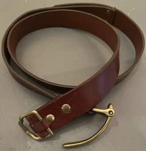 Colonel Littleton Handmade No. 5 Leather Cinch Belt XL Brown Leather & Brass - Picture 1 of 10