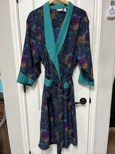 VINTAGE VICTORIA’S SECRET ROBE GOLD LABEL SILK FULL LENGTH Medium Floral - Picture 1 of 9