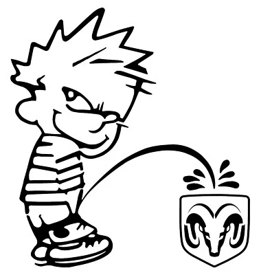 Calcomanía de vinilo troquelada con logotipo de Calvin Peeing on Ram varios colores y tamaños Foto 1 de 4