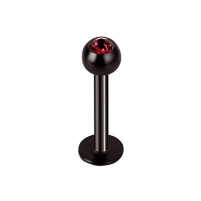 2X 3mm Crystal Ball Labret Ring Steel Black Bar Ear Monroe Lip Stud Piercing 16g Foto 1 de 4