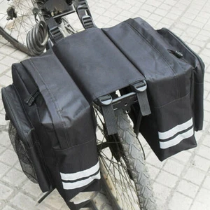 Double Panniers Bag Bike Bicycle MTB Rear Seat Trunk Rack Pack Waterproof UK - Picture 1 of 7