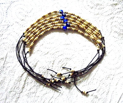 6 Glück-Freundschaftsbänder Murano Türkisches Auge Nazar Perle Papaya/Gold 3mm - Bild 1 von 2