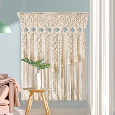 Macramé grande colgante de pared tejido a mano tapiz boho chic arte bohemio decoración del hogar Foto 1 de 4