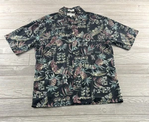 Mario Ferrari (Geometric Pattern) Black Medium Short Sleeve Button Up Shirt VTG - Picture 1 of 7