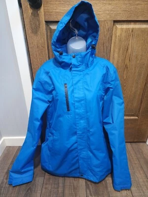 Port Authority 夹克女式 M 蓝色全拉链长袖口袋和连帽 — 第 1/4 张图片