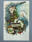 1906 Baby Jesus Merry Christmas Tree Cherubs Angel Child Postcard Antique