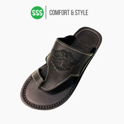 Chanclas Cuero PU Hombre Zapatillas Verano Exterior Marrón "Chopper" Foto 1 de 4