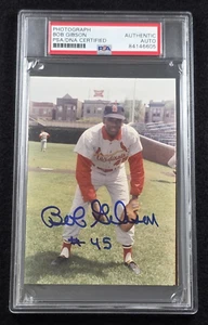 BOB GIBSON Signed Photo-HALL OF FAME-ST. LOUIS CARDINALS-PSA - Picture 1 of 4