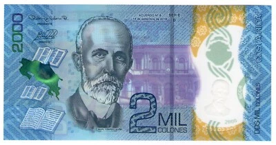 **   COSTA RICA     2000  colones   2018   p-281a  (Polymer)    UNC   ** - Photo 1/2
