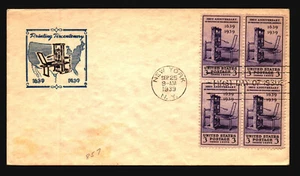 US SC# 857 FDC / Blue Map & Press Cachet / BK of 4 - Z20430 - Picture 1 of 2