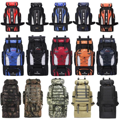80L/100L Outdoor Hiking Military Tactical Backpack Rucksack Camping Trekking Bag - Image 1 of 4