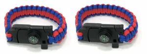 2 set * 5-in-1 Paracord Multi-Functional Braided Survival Bracelet Compass Camp - Picture 1 of 4