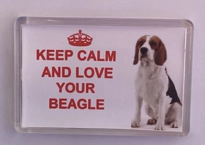 Beagle Dog Fridge Magnet Keep Calm And Love Your Beagle - PRESENT GIFT IDEA - Picture 1 of 3