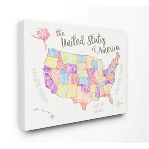 Stupell Home Décor United States US Map Water Color Oversized Stretched Can - Picture 1 of 6