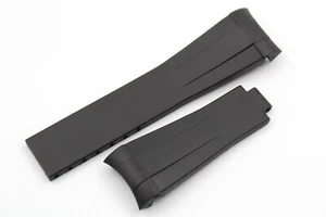 Watch Strap Silicone Black Closing Claps Adjustable 20/16mm Luxury Promo 50% - Picture 1 of 6