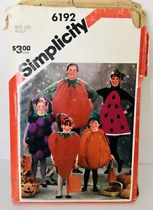Simplicity 6192 felt fruit Pumpkin Family ‘83 Cut Pattern Halloween Costume Vtg - Picture 1 of 6