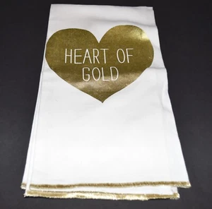 Paper Source Heart of Gold White Cotton Metallic Heart Hand Towel 20.5x29.5 NWOT - Picture 1 of 6