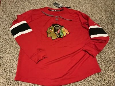 Chicago Blackhawks NHL adidas Men's Red Crew Sweat Shirt Size: Large NWT L/S - Image 1 of 4