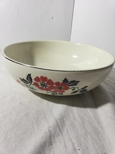 Large 9" Hall's Superior quality kitchenware red and black poppy bowl USA! Nice! - Picture 1 of 5