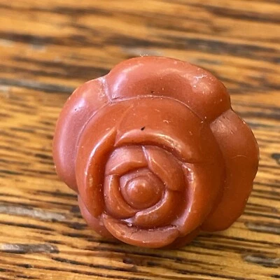 Antiguo botón de gemelo único plástico oro rosa trasero raro Foto 1 de 4