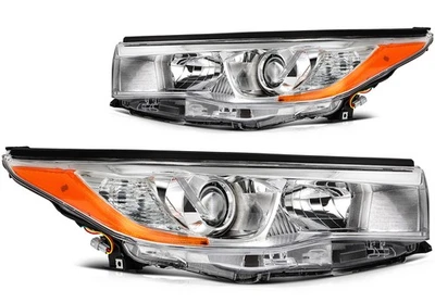 Headlights Assembly Pair For 2014-2016 Toyota Highlander Chrome Housing Headlamp - Image 1 of 4