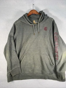 Carhartt Womens Relaxed Fit Midweight Logo Sleeve Graphic Hoodie 3X 24-26 Green - Picture 1 of 7